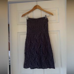 Free People Strapless Lace Dress in Deep Purple